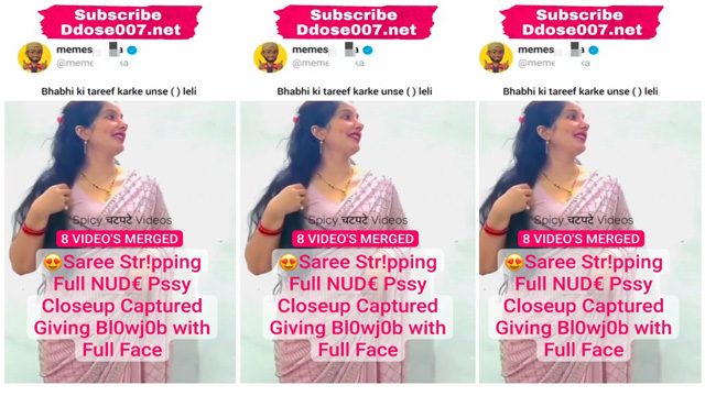 Desi Bhabhi Latest Trending Viral Saree Stripping – Full Nude Pssy Closeup Captured – Giving Blowjob with Full Face