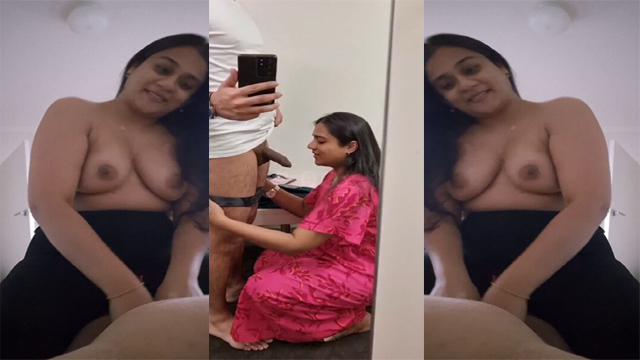 Indian Hot Wife Blowjob – And Taking Cum On Boobs Video